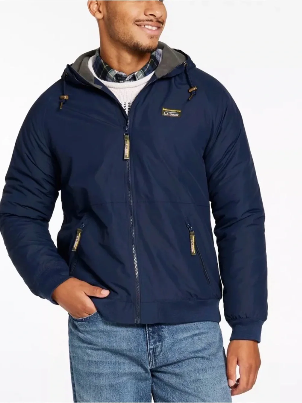 L.L. Bean Men's Navy Hooded Jacket XL 788